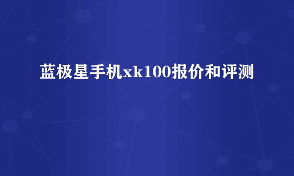 蓝极星手机xk100报价和评测