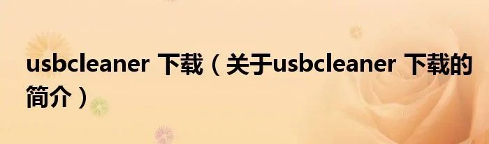 usbcleaner 下载（关于usbcleaner 下载的简介）