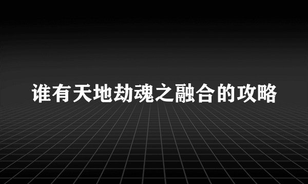 谁有天地劫魂之融合的攻略