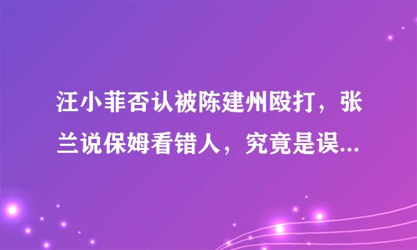 汪小菲否认被陈建州殴打，张兰说保姆看错人，究竟是误会还是另有隐情？