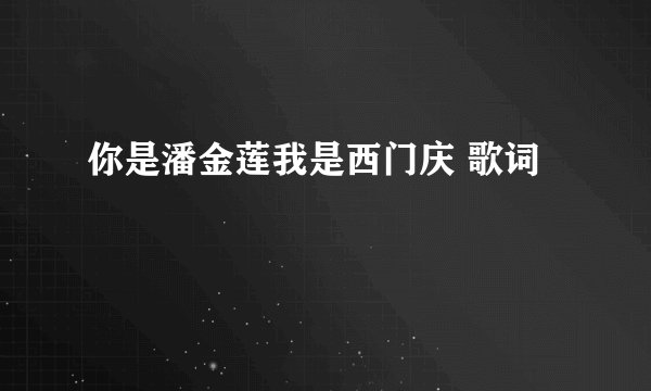 你是潘金莲我是西门庆 歌词
