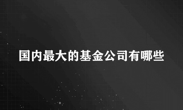 国内最大的基金公司有哪些