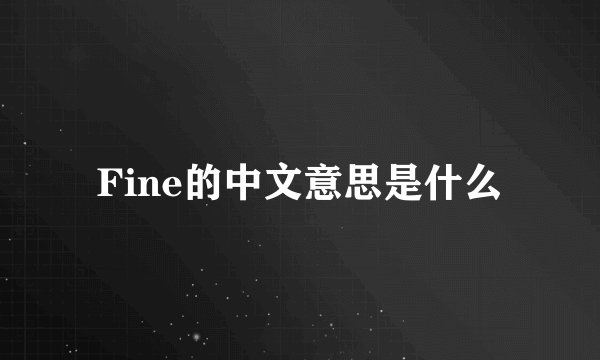 Fine的中文意思是什么