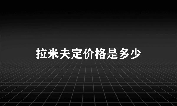 拉米夫定价格是多少