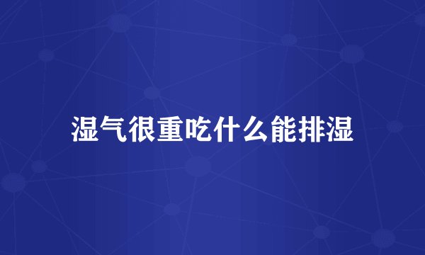 湿气很重吃什么能排湿