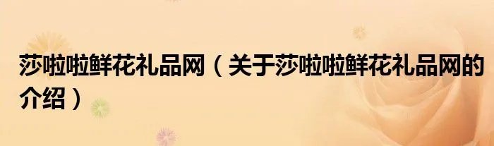 莎啦啦鲜花礼品网（关于莎啦啦鲜花礼品网的介绍）