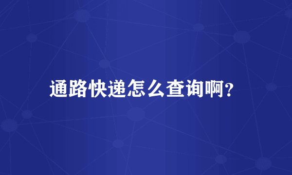 通路快递怎么查询啊？