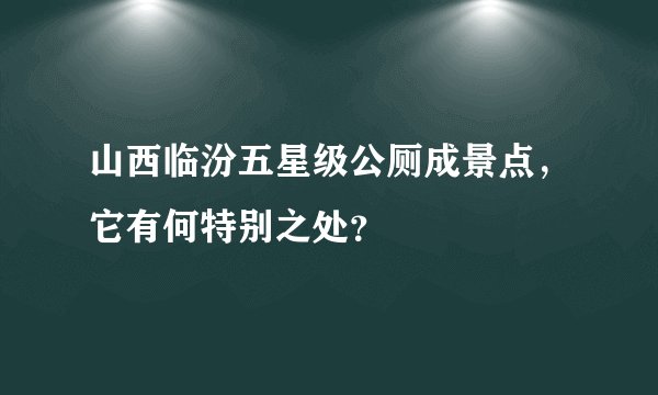 山西临汾五星级公厕成景点,它有何特别之处?