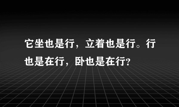 它坐也是行，立着也是行。行也是在行，卧也是在行？