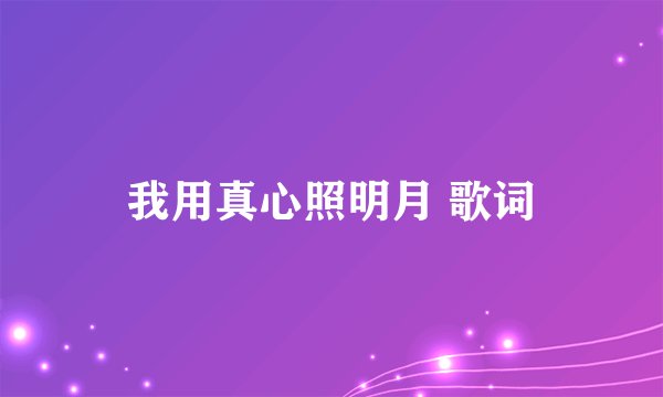 我用真心照明月 歌词