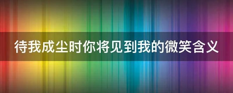 待我成尘时你将见到我的微笑含义