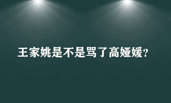 王家姚是不是骂了高娅媛？