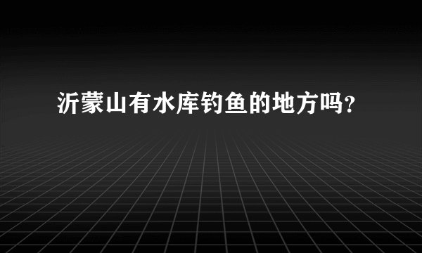 沂蒙山有水库钓鱼的地方吗？