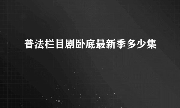 普法栏目剧卧底最新季多少集