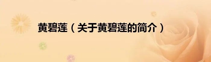 黄碧莲（关于黄碧莲的简介）