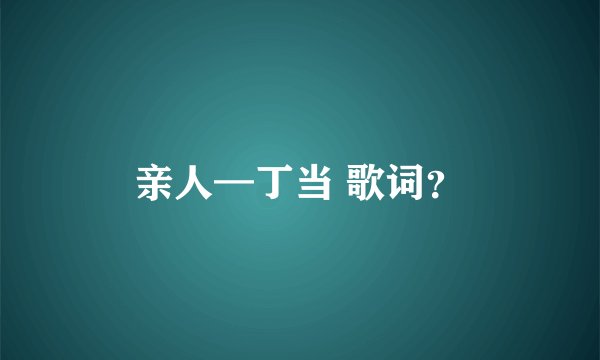 亲人—丁当 歌词？