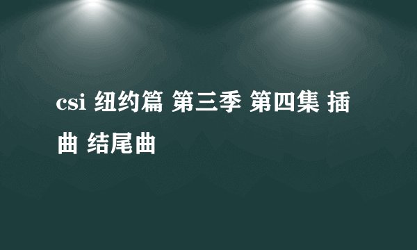csi 纽约篇 第三季 第四集 插曲 结尾曲