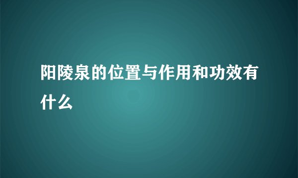 阳陵泉的位置与作用和功效有什么