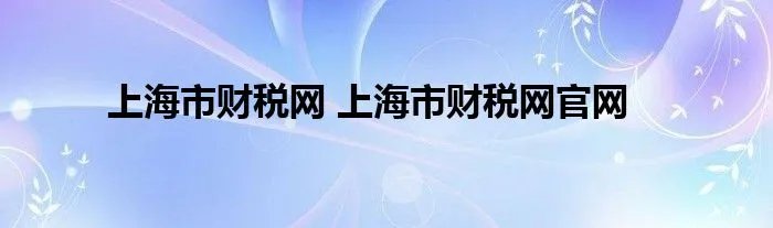 上海市财税网 上海市财税网官网