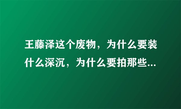 王藤泽这个废物，为什么要装什么深沉，为什么要拍那些恶心的东西呢~
