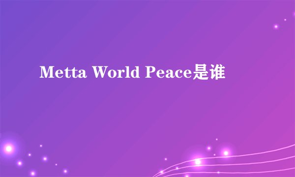 Metta World Peace是谁