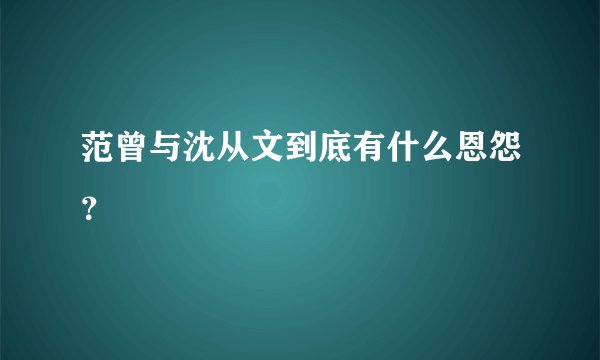 范曾与沈从文到底有什么恩怨？