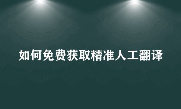 如何免费获取精准人工翻译