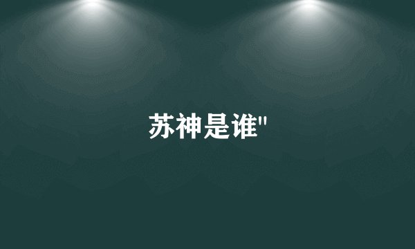 苏神是谁