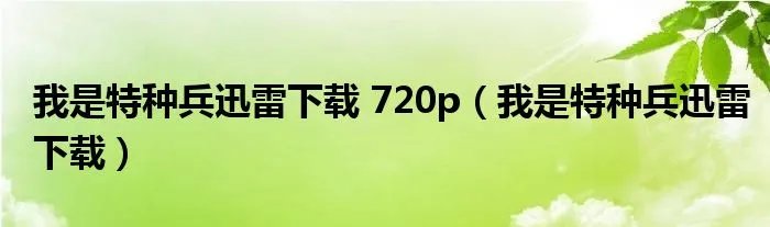 我是特种兵迅雷下载 720p（我是特种兵迅雷下载）
