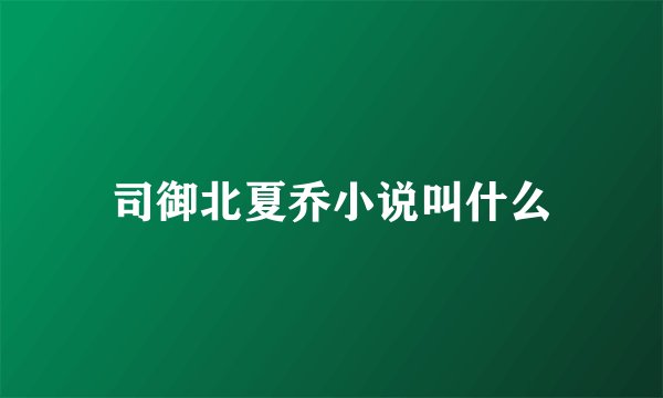 司御北夏乔小说叫什么