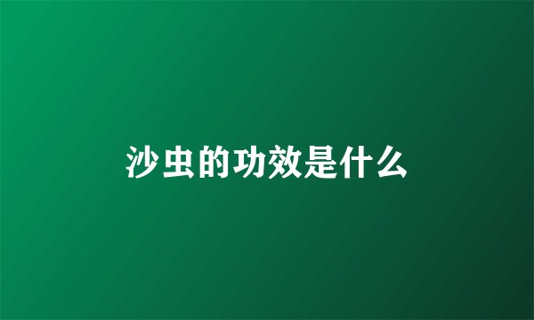 沙虫的功效是什么