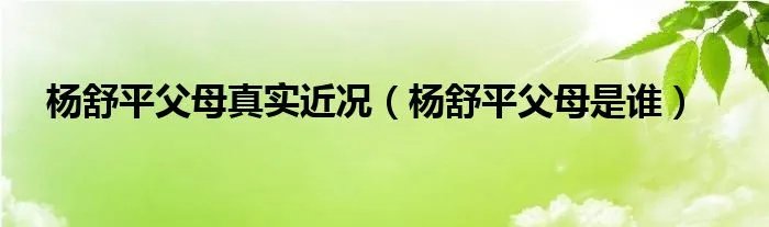 杨舒平父母真实近况（杨舒平父母是谁）