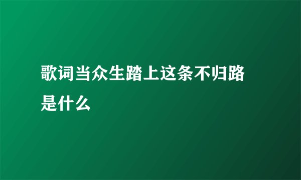歌词当众生踏上这条不归路 是什么