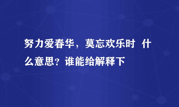 努力爱春华，莫忘欢乐时  什么意思？谁能给解释下