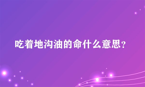 吃着地沟油的命什么意思？