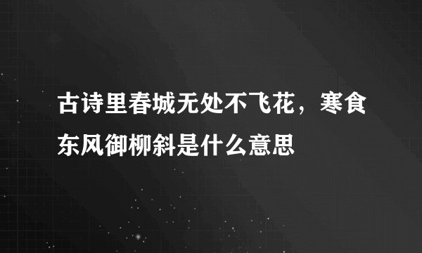 古诗里春城无处不飞花，寒食东风御柳斜是什么意思