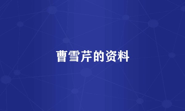 曹雪芹的资料