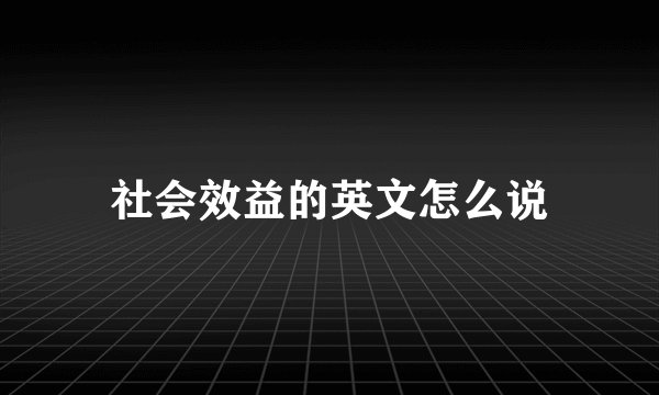 社会效益的英文怎么说