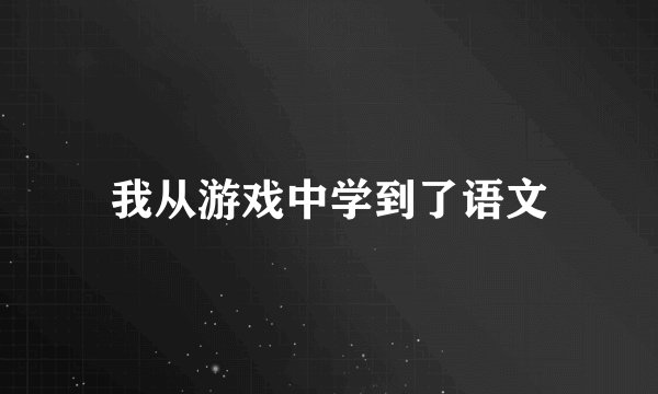 我从游戏中学到了语文