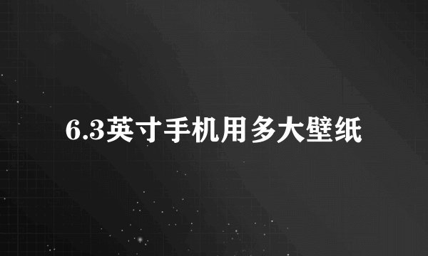 6.3英寸手机用多大壁纸