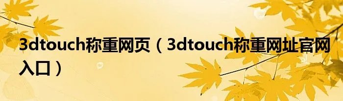 3dtouch称重网页（3dtouch称重网址官网入口）