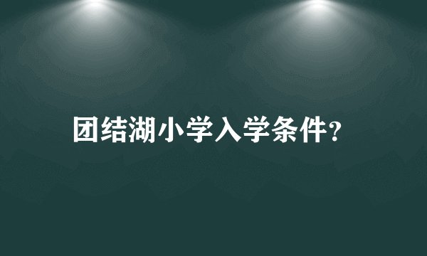 团结湖小学入学条件？