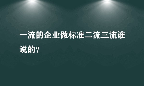 一流的企业做标准二流三流谁说的？