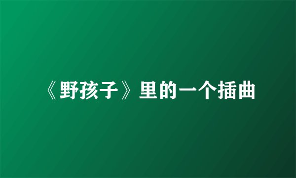 《野孩子》里的一个插曲
