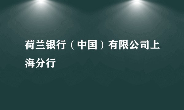 荷兰银行（中国）有限公司上海分行
