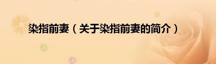 染指前妻（关于染指前妻的简介）