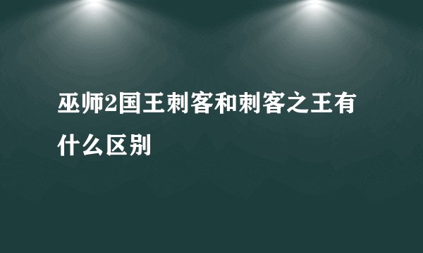 巫师2国王刺客和刺客之王有什么区别